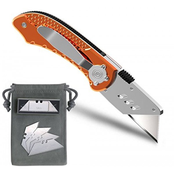 Folding Utility Knife Set – Includes 5 Replacement Utility Blades ...