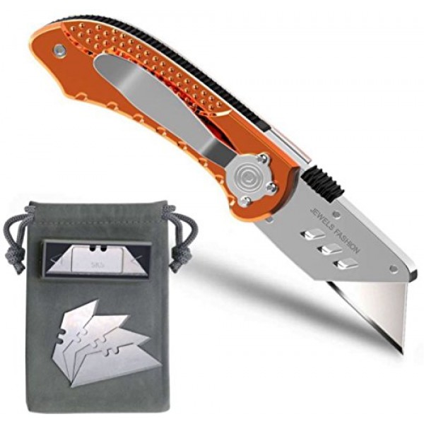 Folding Utility Knife Set – Includes 5 Replacement Utility Blades ...