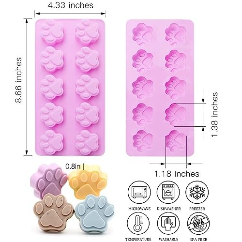Silicone Molds Puppy Dog Paw and Bone, Non-Stick Food Grade Silico...