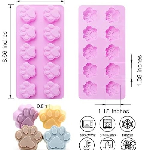 Silicone Molds Puppy Dog Paw and Bone, Non-Stick Food Grade Silico...