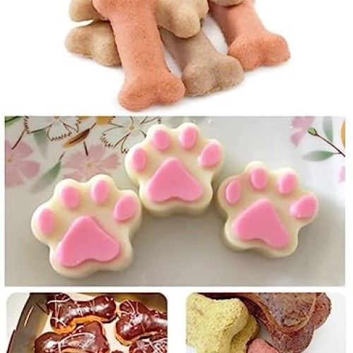 Silicone Molds Puppy Dog Paw and Bone, Non-Stick Food Grade Silico...