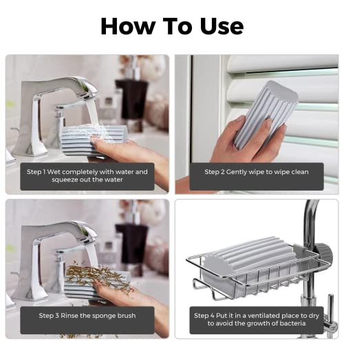 Jeymei 4-Pack Damp Clean Duster Sponge, Brush for Cleaning Blinds,...