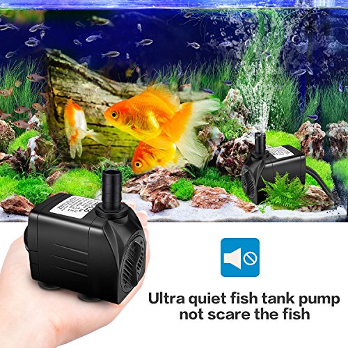 Jhua Water Pump 300GPH 1200L/H, 21W Submersible Water Pump, Ultr...