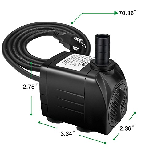Jhua Water Pump 300GPH 1200L/H, 21W Submersible Water Pump, Ultr...