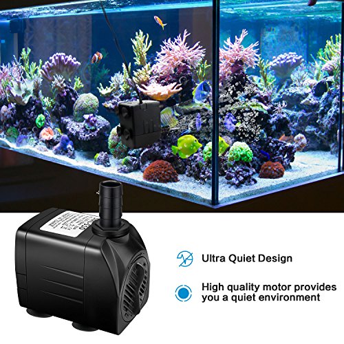Jhua Water Pump 300GPH 1200L/H, 21W Submersible Water Pump, Ultr...
