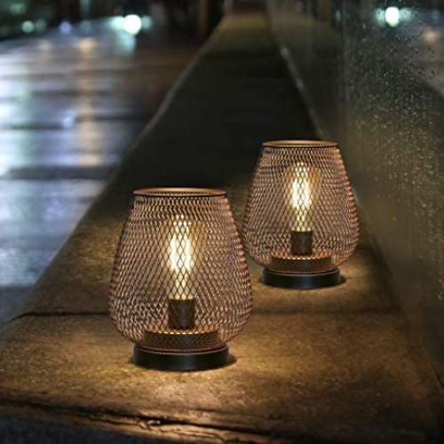 JHY DESIGN Set of 2 Metal Cage LED Lantern Battery Powered Cordles...