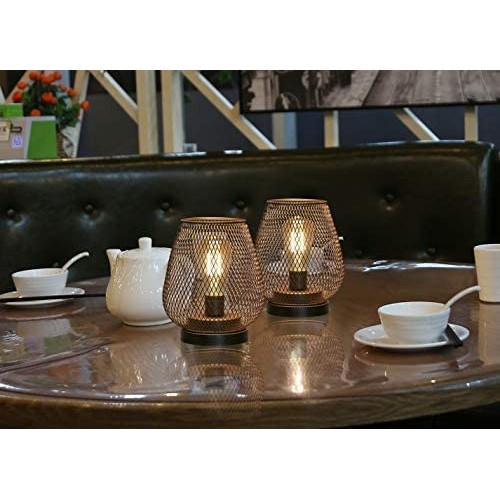 JHY DESIGN Set of 2 Metal Cage LED Lantern Battery Powered Cordles...