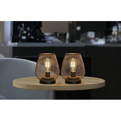 JHY DESIGN Set of 2 Metal Cage LED Lantern Battery Powered Cordles...