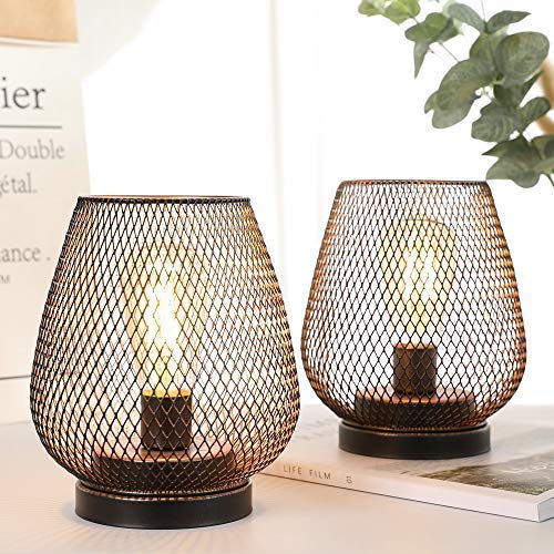 JHY DESIGN Set of 2 Metal Cage LED Lantern Battery Powered Cordles...