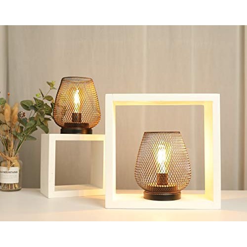 JHY DESIGN Set of 2 Metal Cage LED Lantern Battery Powered Cordles...