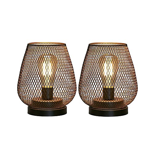 JHY DESIGN Set of 2 Metal Cage LED Lantern Battery Powered Cordles...