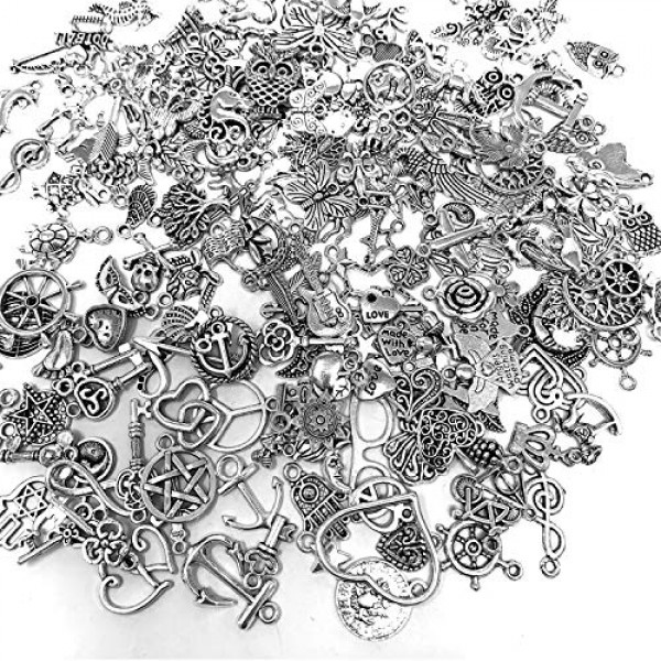 JIALEEY 200 PCS Wholesale Bulk Lots Jewelry Making Charms Mixed Sm...