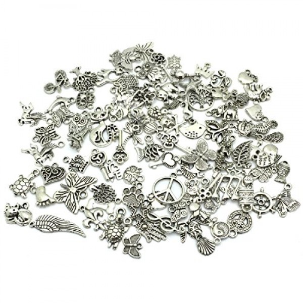 Wholesale Bulk Lots Jewelry Making Silver Charms Mixed Smooth Tibe...