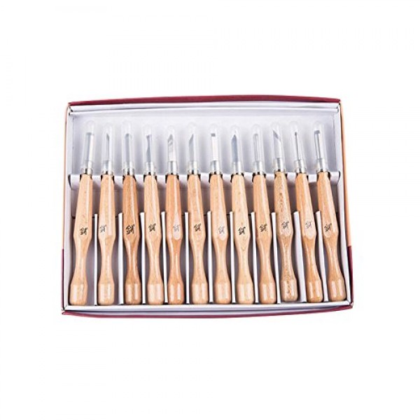 Wood Carving Chisel Set,12 Pieces SK7 Carbon Steel Wood Carving To...