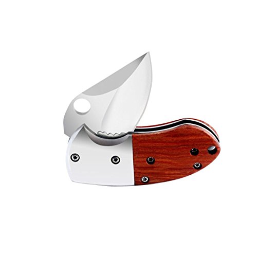 JIFASTART Folding Pocket Knife Wood Handle Outdoor Survival Mini E...
