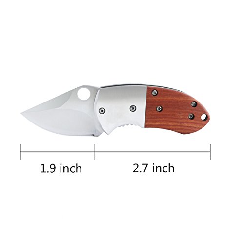 JIFASTART Folding Pocket Knife Wood Handle Outdoor Survival Mini E...