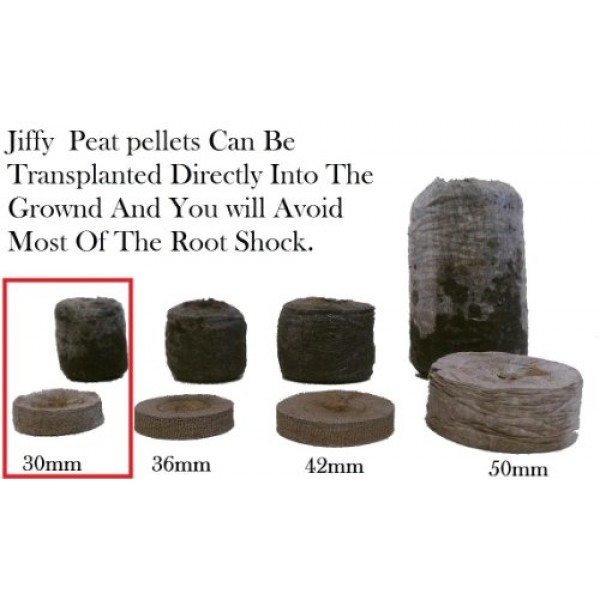 100 Count- Jiffy 30 MM Peat Soil Pellets Seeds Starting Plugs: Ind...