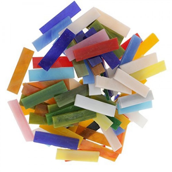 Jili Online 70 Pieces Rectangle Shape Assorted Colors Glass Pieces...
