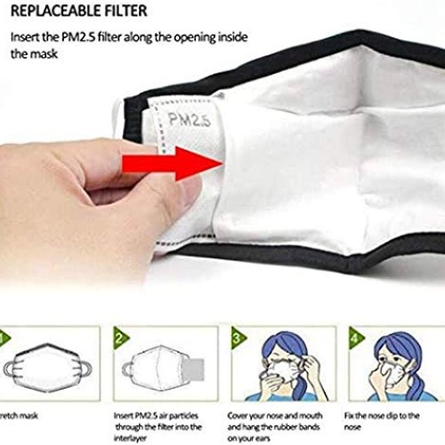 100 PCS PM2.5MASK Activated Carbon Filter, 5 Layers Replaceable An...