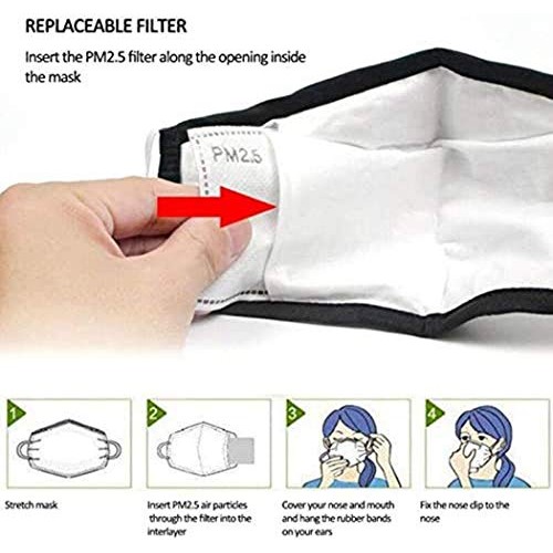 100 PCS PM2.5MASK Activated Carbon Filter, 5 Layers Replaceable An...