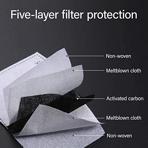 100 PCS PM2.5MASK Activated Carbon Filter, 5 Layers Replaceable An...