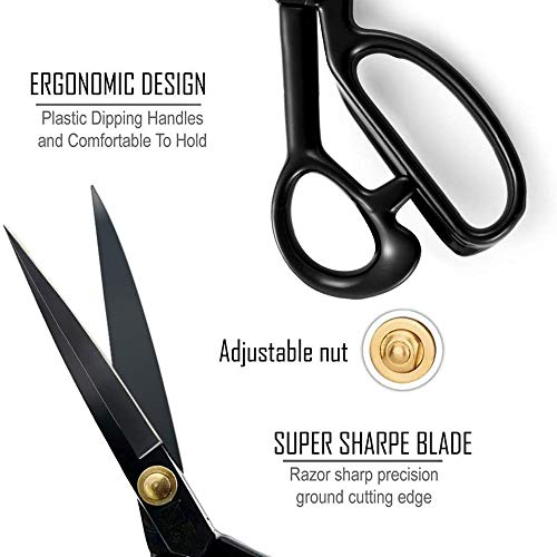 Sewing Scissors, 9 Inch Fabric Dressmaking Scissors Heavy Duty She...