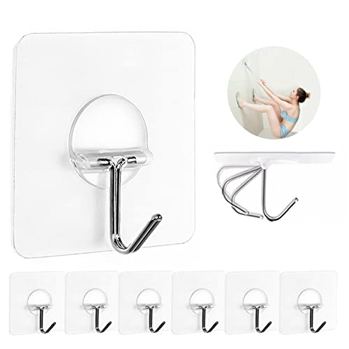 JINSHUNFA Wall Hooks 13lbMax Transparent Reusable Seamless Hooks...