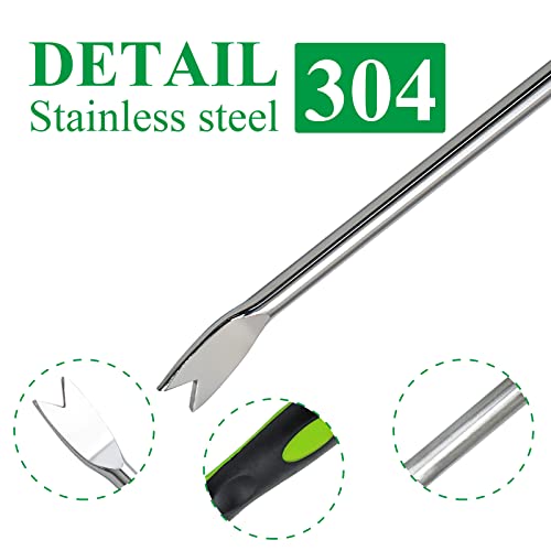 Jiozermi 1 Pieces Hand Weed Puller Tool, Stainless Steel Pronged G...