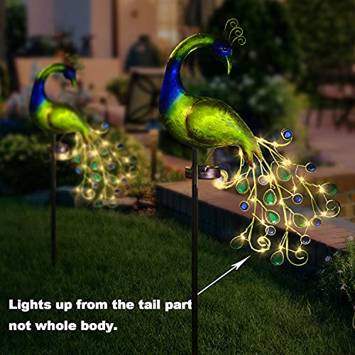 Metal Peacock Peacock Solar Stake Lights Decorative Waterproof for...