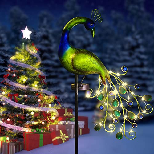Metal Peacock Peacock Solar Stake Lights Decorative Waterproof for...