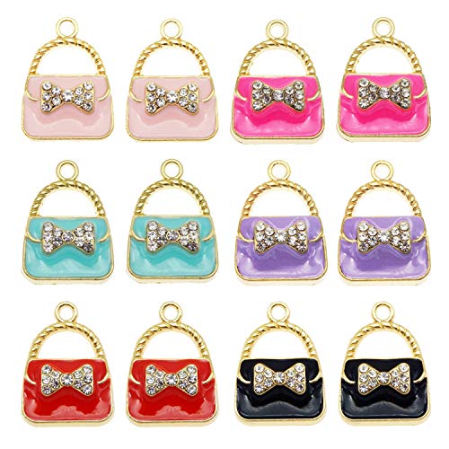 JJGrace 24pcs Mixed Colors Fashion Women Purse Bag Enamel Pendants...