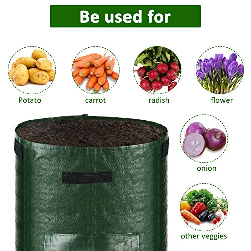 4 Pack 10 Gallon Garden Potato Grow Bags with Flap and Handles Aer...