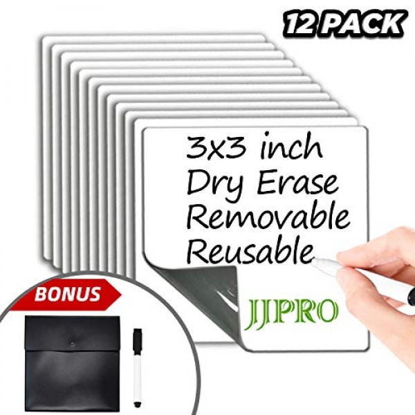 Dry Erase Sticky Notes. Reusable Whiteboard Stickers 3x3 12 Pack...