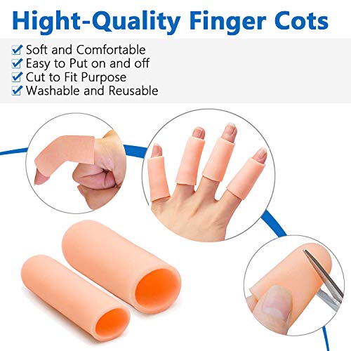 JKcare Large Finger Cots, 10 Pack Silicone Finger Sleeves Support ...