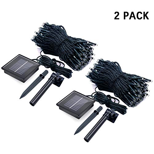 JMEXSUSS 2 Pack Solar String Light 200LED 75.5ft 8 Modes Solar Chr...