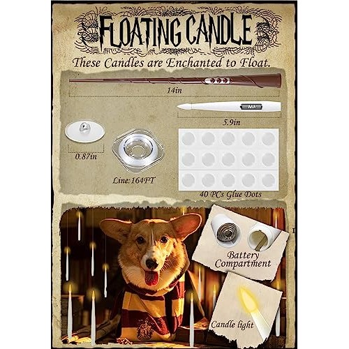 Floating Candles with Wand, 20 PCs Magic Hanging Candles, Flickeri...