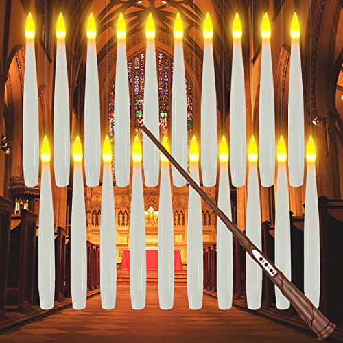 Floating Candles with Wand, 20 PCs Magic Hanging Candles, Flickeri...