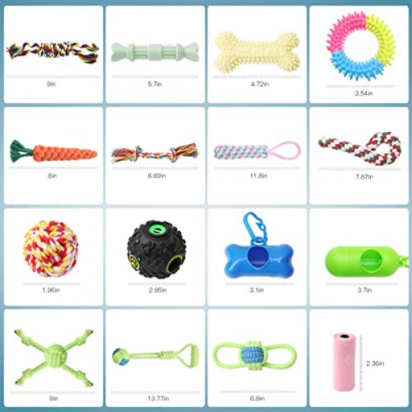 Dog Chew Toys for Puppy Teething - 20 Pack Indestructible Pet Dog ...