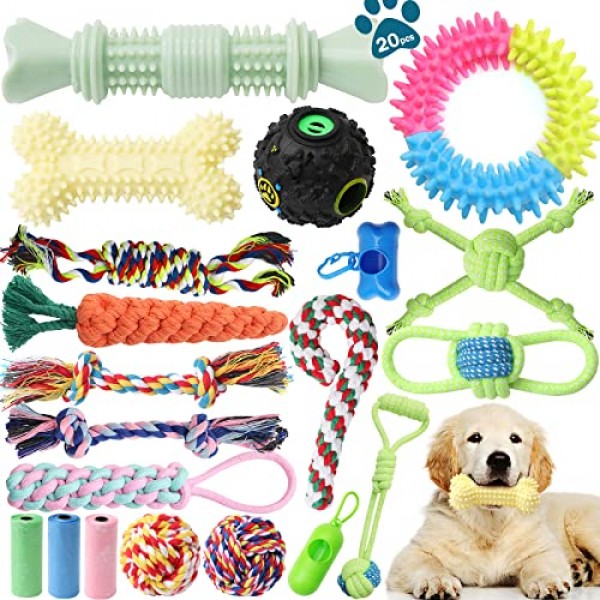 Dog Chew Toys for Puppy Teething - 20 Pack Indestructible Pet Dog ...