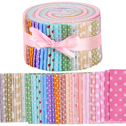 40 Pcs Jelly Roll Fabric, Roll Up Cotton Fabric Quilting Strips, J...