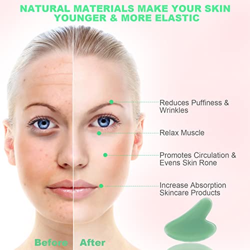 Jocule 2-Pack Gua Sha Facial Tools, Unbreakable Natural Guasha T...