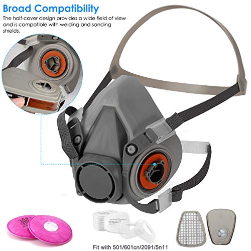 HAOX Large Half Facepiece Reusable Respirator 6200, Professional O...
