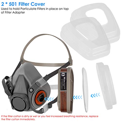HAOX Large Half Facepiece Reusable Respirator 6200, Professional O...
