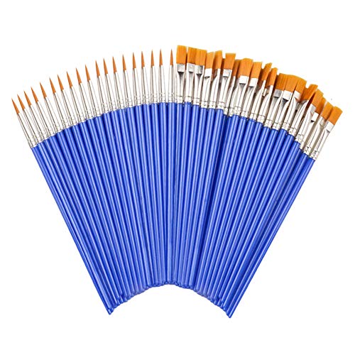 JOJODO Flat Paint Brushes Set，50 Pcs Art Paintbrushes for Kids/Ar...