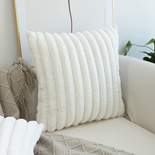 JOJUSIS Pack of 2 Faux Fur Plush Decorative Throw Pillow Covers Co...