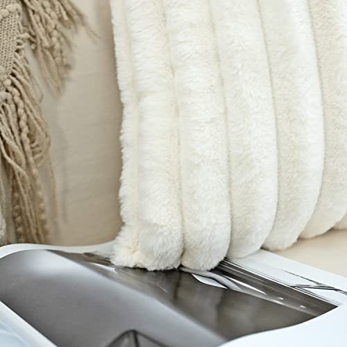 JOJUSIS Pack of 2 Faux Fur Plush Decorative Throw Pillow Covers Co...