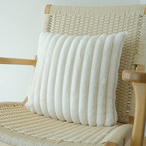 JOJUSIS Pack of 2 Faux Fur Plush Decorative Throw Pillow Covers Co...