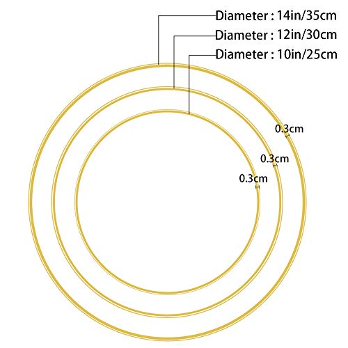 6 Pcs Metal Floral Hoop 3 Sizes（10,12 & 14 inch） Gold Catcher Wr...