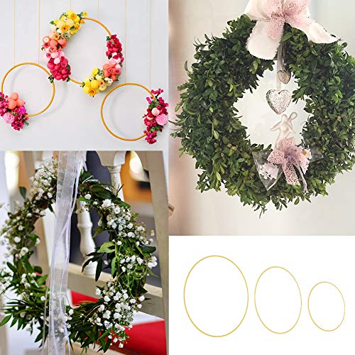 6 Pcs Metal Floral Hoop 3 Sizes（10,12 & 14 inch） Gold Catcher Wr...