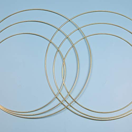 6 Pcs Metal Floral Hoop 3 Sizes（10,12 & 14 inch） Gold Catcher Wr...